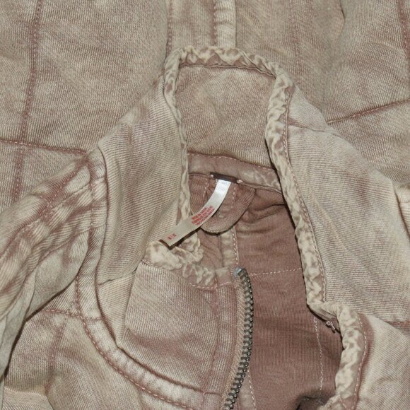 Free People Dolman Quilted Knit Jacket Oversized Champagne Diamonds - Picture 7 of 13